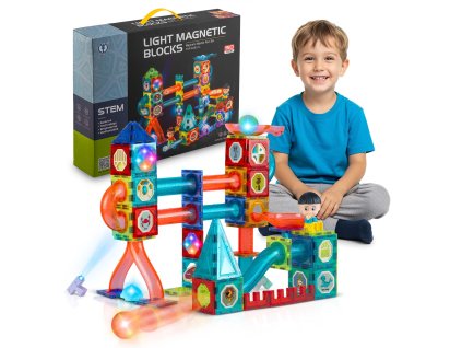 Set de construcție educațional magnetic cu lumini 150 buc RK-782 Ricokids