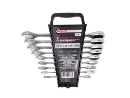 Set de chei plate cu cap ratchet 9 piese