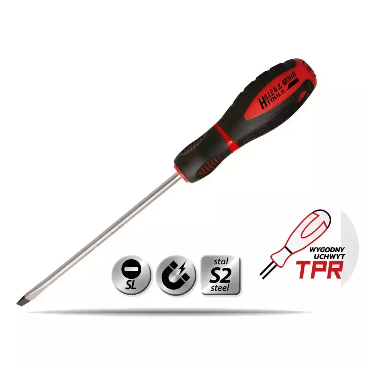 DEDRA-EXIM Șurubelniță cu cap plat, oțel S2, mâner din două materiale 17W000
