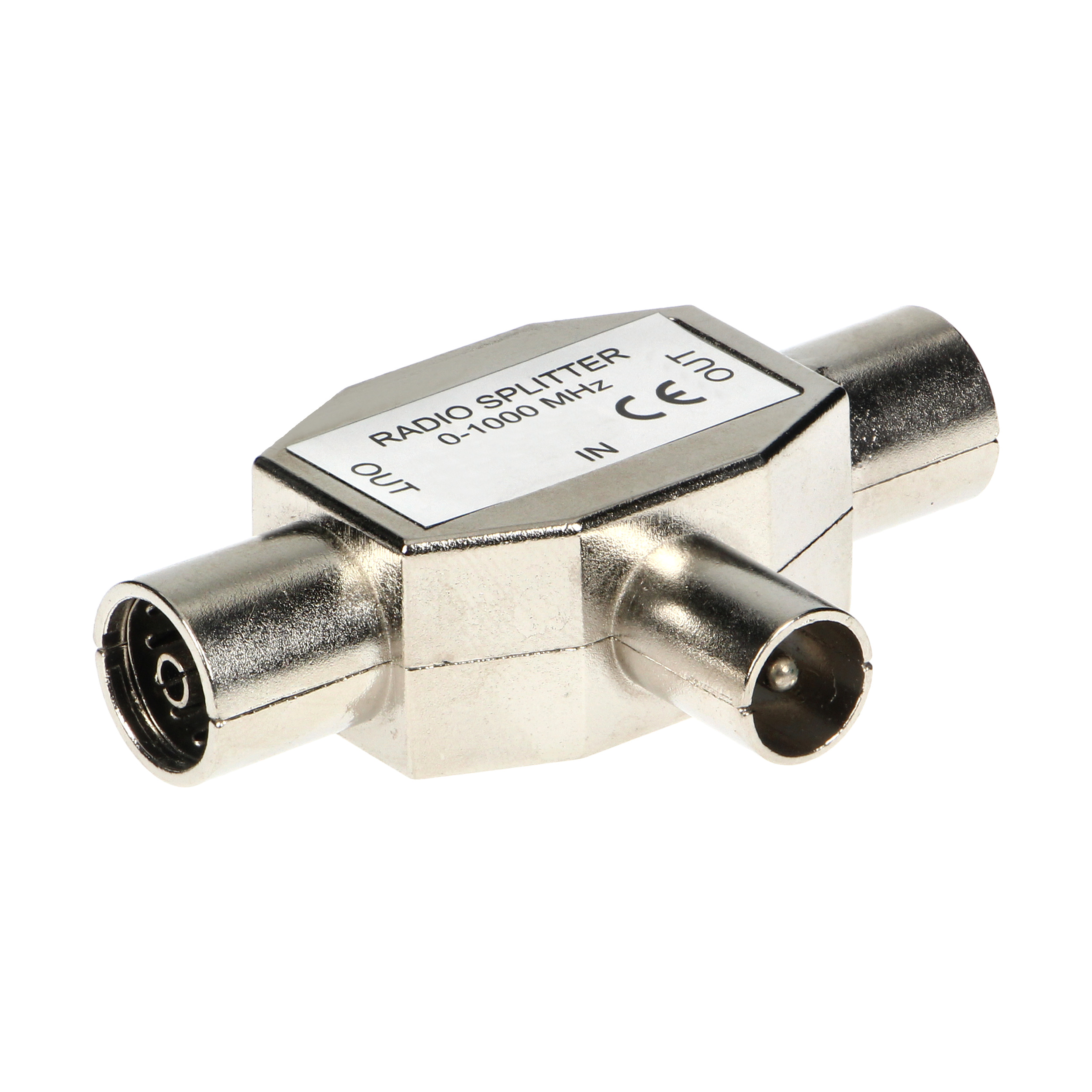 Conector TV în T din metal, 2x priză