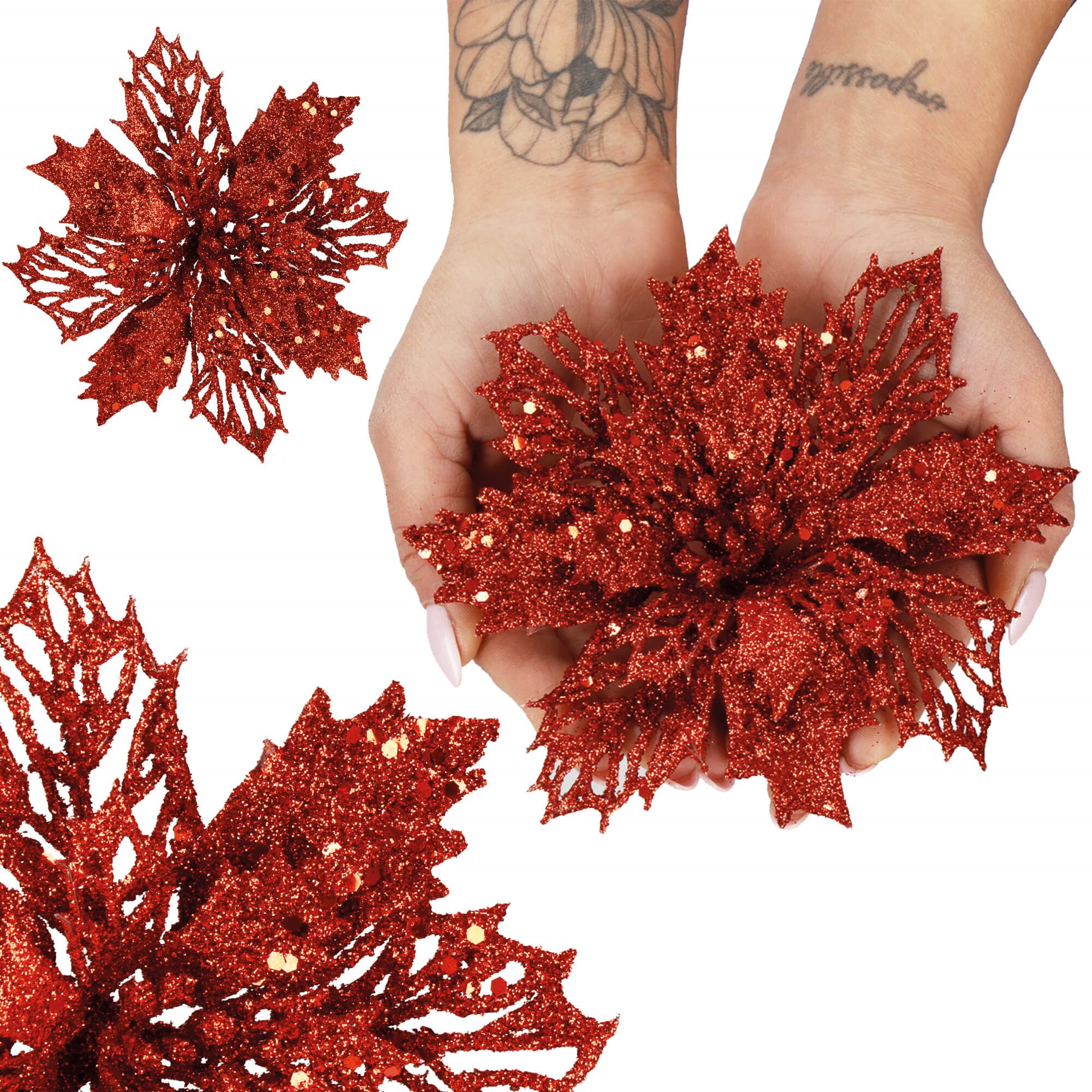 Springos CA0802 ORNAMENT DE CRĂCIUN "POINSETTIA" 16 CM