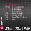 Set de unelte cu impact 3/4" 21 piese.