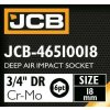 Cap de impact adânc JCB 3/4" Cr-Mo 6-unghi, 18mm, adaptor tubular