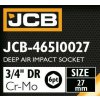 Cap de impact JCB HLBOKÝ 3/4" Cr-Mo cu șase fețe 27mm