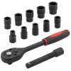 Set de adaptoare 1/2" cu cheie cu clichet, prelungitor 10-24mm, 12 bucăți