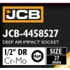 Cap de impact JCB adânc 1/2" Cr-Mo 6 colțuri 27mm cheie cu manșon