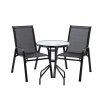Set Mobilier de Balcon - 2 Scaune + Masă - Negru *5895