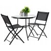 Set de mobilier pentru balcon - masă semicirculară + 2 scaune pliabile - negru *7132