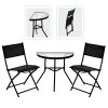 Set de mobilier pentru balcon - masă semicirculară + 2 scaune pliabile - negru *7132