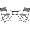 SET DE MOBILIER PENTRU BALCON - MASĂ PE JUMĂTATE + 2 TABURETE FOLDABLE - GRI *7149