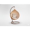 Fotoliu suspendat mare L, maro, cu pernă bej, cadru maro *0186