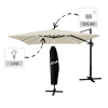 Umbrelă de grădină 3 x 3 m bej "ROMA" cu husă și LED *1565