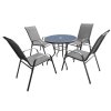 SET MOBILIER DE GRADINA - 4 SCUNDE + MASĂ ROTUNDĂ - GRI *3514