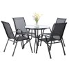 Set de mobilier de grădină - 4 scaune + masă rotundă - negru *3377