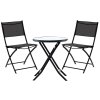Set de mobilier pentru balcon - masă rotundă + 2 scaune pliabile - negru *6643