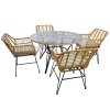 Set de mobilier de grădină (masă, 4 scaune) - maro, perne - gri *7503