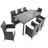 Set de mobilier din rattan (masă + 8 scaune) maroniu + bej. *1685