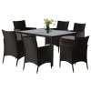 Set de mobilier din ratan (masă + 6 scaune) maro + bej - *1692