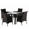 Set de mobilier din rattan (masă + 4 scaune) maro + bej. Pernă *1708