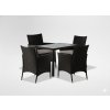 Set de mobilier din rattan (masă + 4 scaune) maro + bej. Pernă *1708