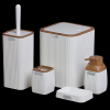 Set de baie pătratic 5 elemente alb / lemn *5013