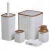 Set de baie pătratic 5 elemente alb / lemn *5013