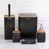 Set de baie pătratic 5 piese, negru / lemn *7768 *5018