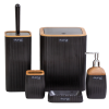 Set de baie pătratic 5 piese, negru / lemn *7768 *5018
