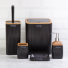 Set de baie pătratic 5 piese, negru / lemn *7768 *5018