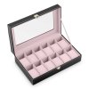 Cutie pentru ceasuri 12 buc MS-710, negru și somon