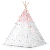 Cort teepee pentru copii cu ghirlandă și lumini Nukido - roz