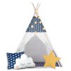 Cort tip teepee pentru copii cu lumini Nukido - albastru închis