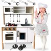 Bucătărie de jucărie din lemn pentru copii - retro cu accesorii