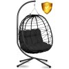 Scaun suspendat de grădină Tihuana negru + perne negre Sofotel