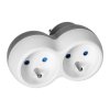 Adaptor electric dublu alb-gri