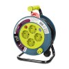 Cablu prelungitor pe tambur 15m, 4 prize, lime