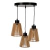 Lustră suspendată neagră din lemn 3x60W E27