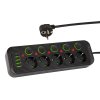 Prelungitor 5 prize 4xUSB 1xUSB-C 5m negru
