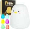 Lumină de noapte LED din silicon pentru copii, pinguin alb