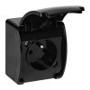Priză neagră impermeabilă IP44 pentru exterior