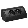 Dublă priză de mobilier neagră 2x2P+E