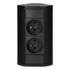 Dublă priză de mobilier neagră 2x2P+E