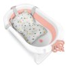 Cadă pliabilă pentru copii, sugari cu inserție Ricokids RK-286 alb-roz