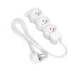 Prelungitor cu 3 prize 2P+E, 1.4m, H05VV-F, 3x1mm2, alb