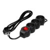 Prelungitor 3x2P+E, ON/OFF, 1.4m, H05VV-F, 3x1mm2, negru