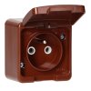 Priză aplicată de suprafață 2P+E, rezistentă la stropire cu capac, IP44, SMART, maro