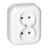 Priză dublă de suprafață 2P, 16A, 250V, FAN, alb