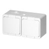 Priză dublă aplicată 2x2P+E, impermeabilă cu capac, IP44, SMART, albă