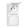 Priză dublă aparată 2x2P+E, rezistentă la stropire cu capac, verticală, IP44, SMART, albă