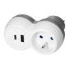 Multiplicator priză 2P+E cu încărcător USB-A+C, alb-gri